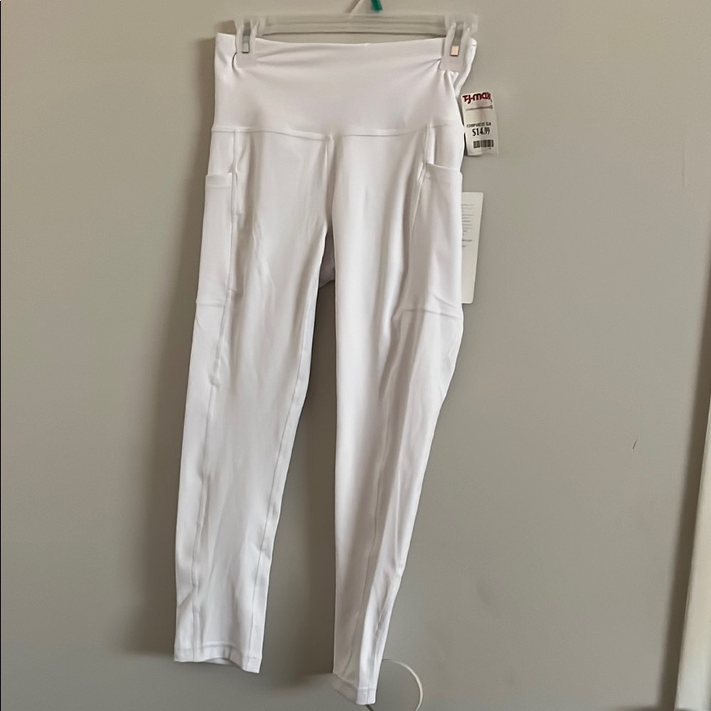 90 Degree By Reflex White Leggings with Stretchy Fit and Wide Waistband